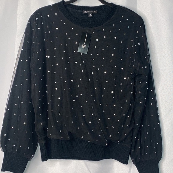 Inc Embellished Tulle Overlay Sweater - Picture 3 of 7